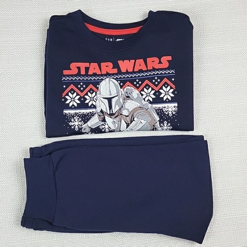 Gap x Star Wars Kid's The Mandolorian Christmas Holiday‎ Pajama Navy Blue Set 4